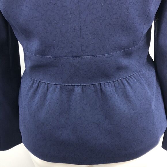 Liz Claiborne navy blue leaf print fitted blazer - Picture 6 of 6